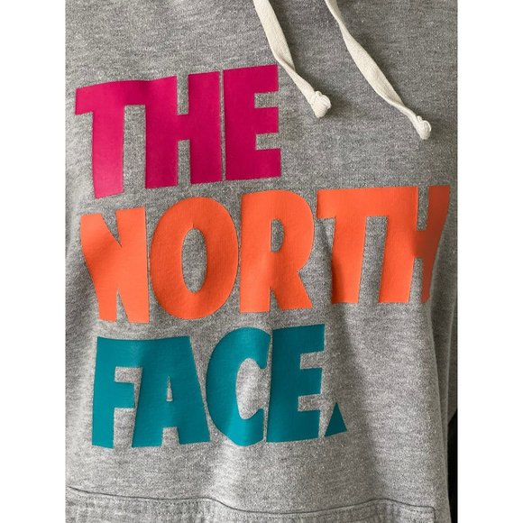 The North Face Gray/Pink/Orange/Blue Pouch Pocket Drawstring Hoodie Sweatshirt - Picture 3 of 12